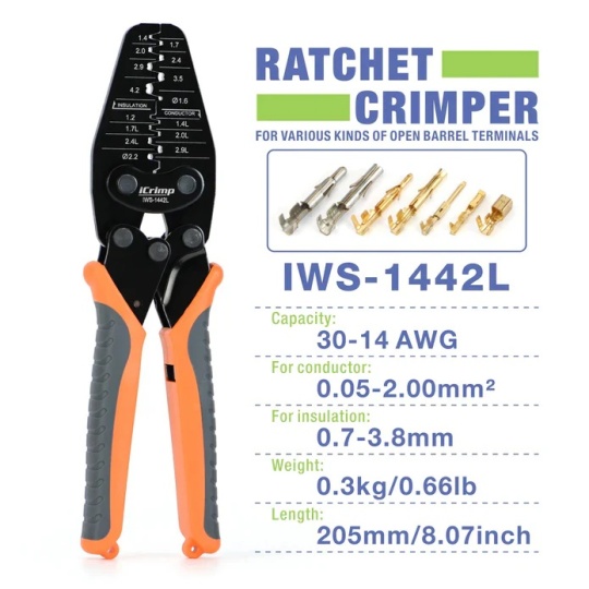 IWISS IWS-1424A NON INSULATED OPEN BARREL TERMINAL CRIMP TOOL - Matrix Tools - Foto 2